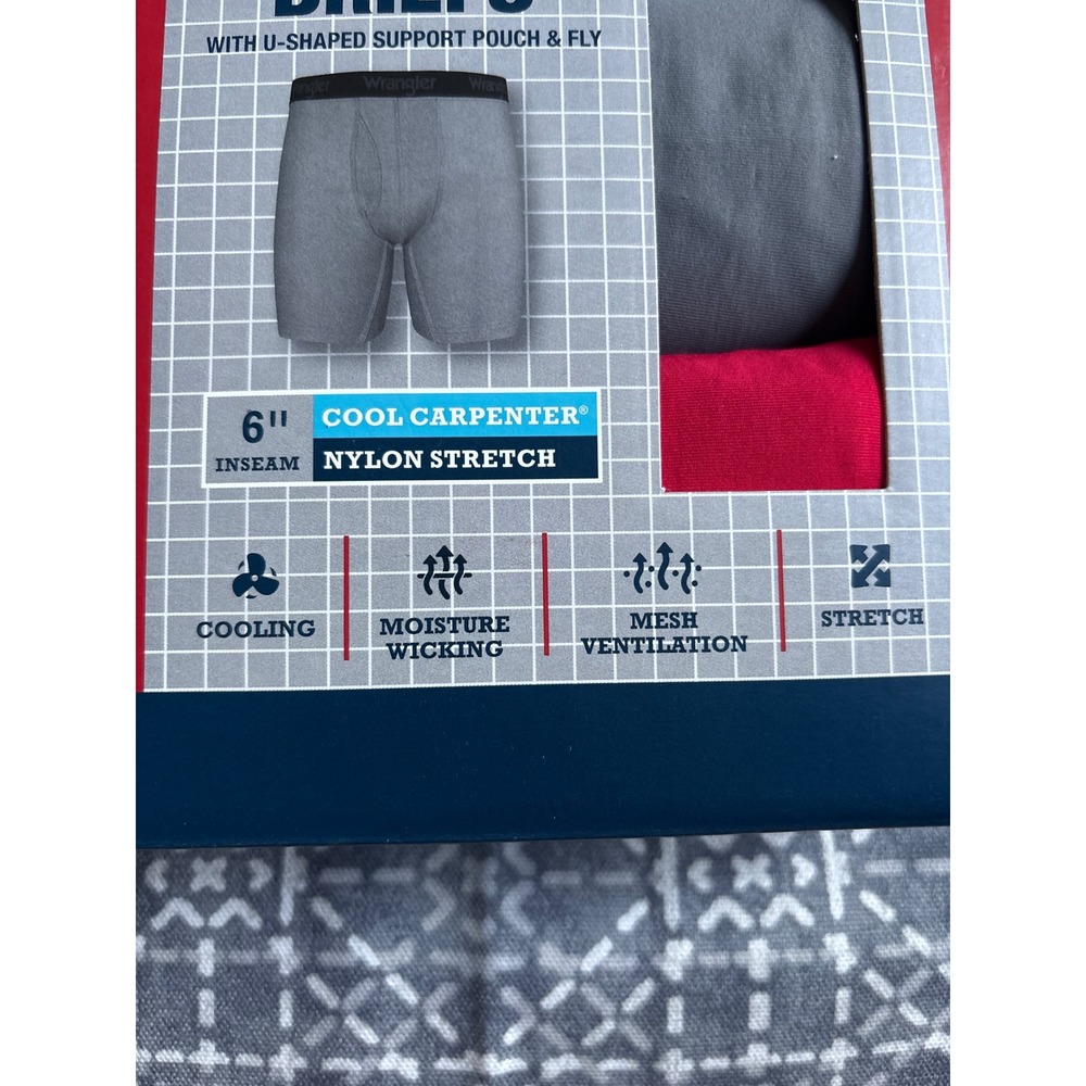 Wrangler Boxer Briefs Men 2XL Multi New 3-Pack Cooling Nylon Stretch 6" Inseam - Picture 4 of 6